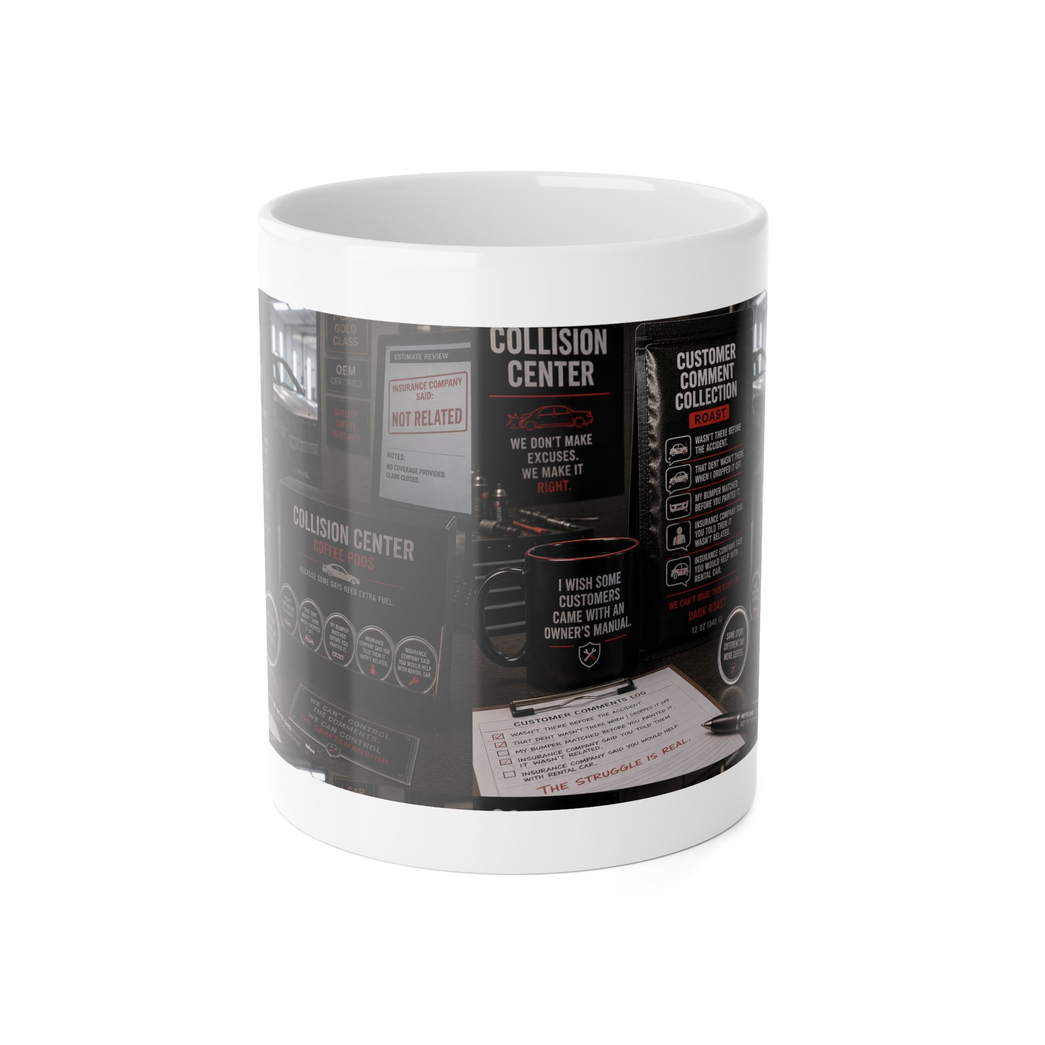Collision Center Coffee Mug — Customer Comment Collection Design